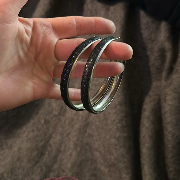 Vintage Brutalist Silver Tone Abstract Hoop Earring Lot Set 8 Pairs 1.5 to 2.5” - Picture 3 of 10